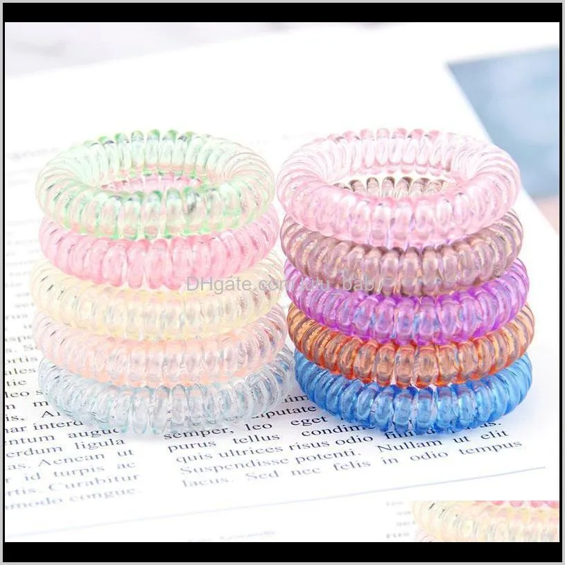 new candy color telephone wire cord hair tie girls kids elastic hair band ring women rope bracelet stretchy scrunchy