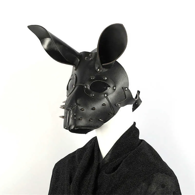 Disponibile Cosplay Rabbit Heaear Metal Spike Heehog Punk Biker Mask Goth Rock Cosplay Masquerade Punk Maschera di Halloween X0803