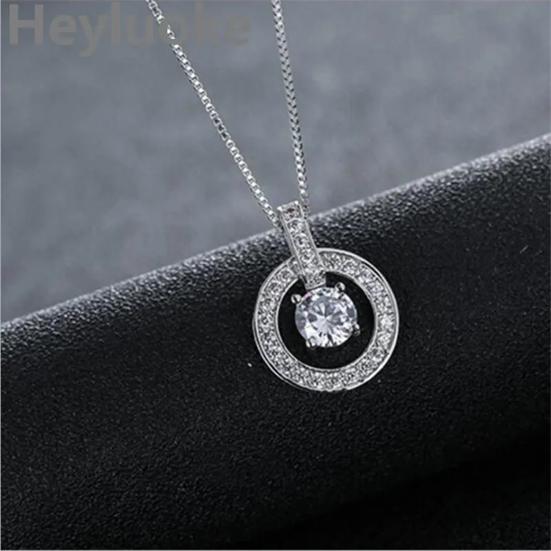 Pendant Necklaces HEYLUOKE Multiple Zircon Circle & Pendants For Women CZ Wedding Gifts Statement Choker Necklace