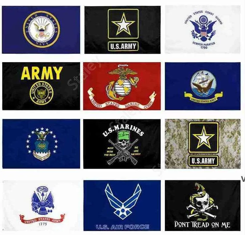 Флаг армии США USMC 13 стилей Прямой завод Оптовая продажа 3x5fts 90x150см Воздушные силы Skull Gadsden Camo Army Banner США Морские пехотинцы DAS09