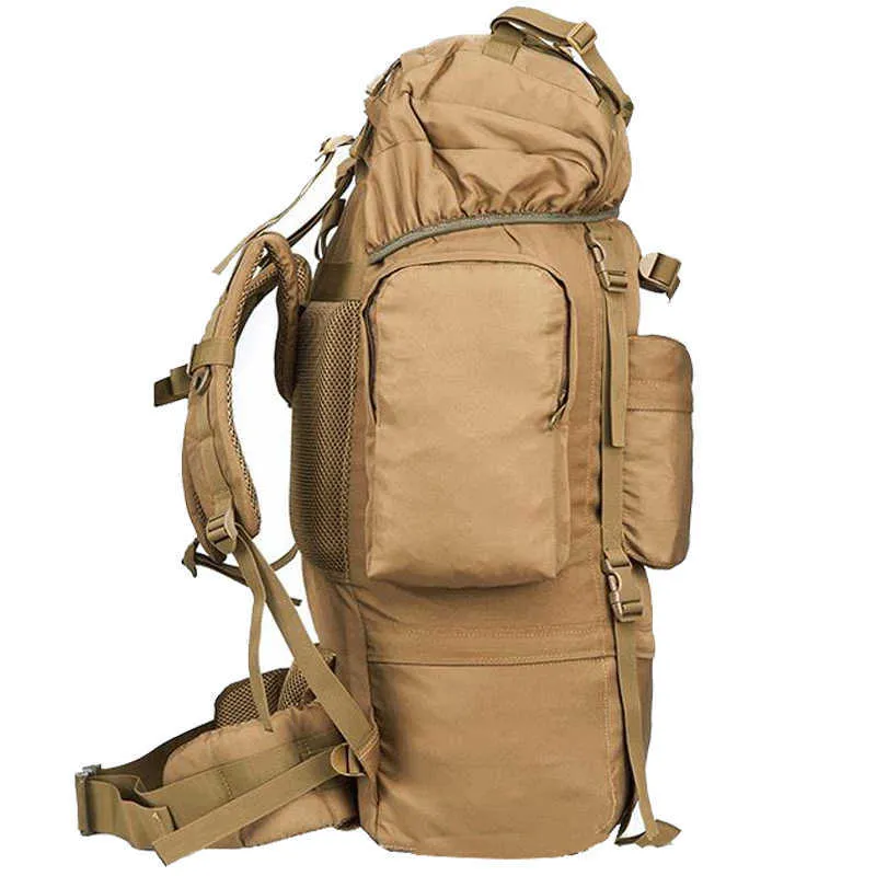 70L large Backpack Outdoor Sports Bag 3P Military Tactical Bags For Hiking Camping Climbing Waterproof Wear-resisting Nylon Bag Y0721