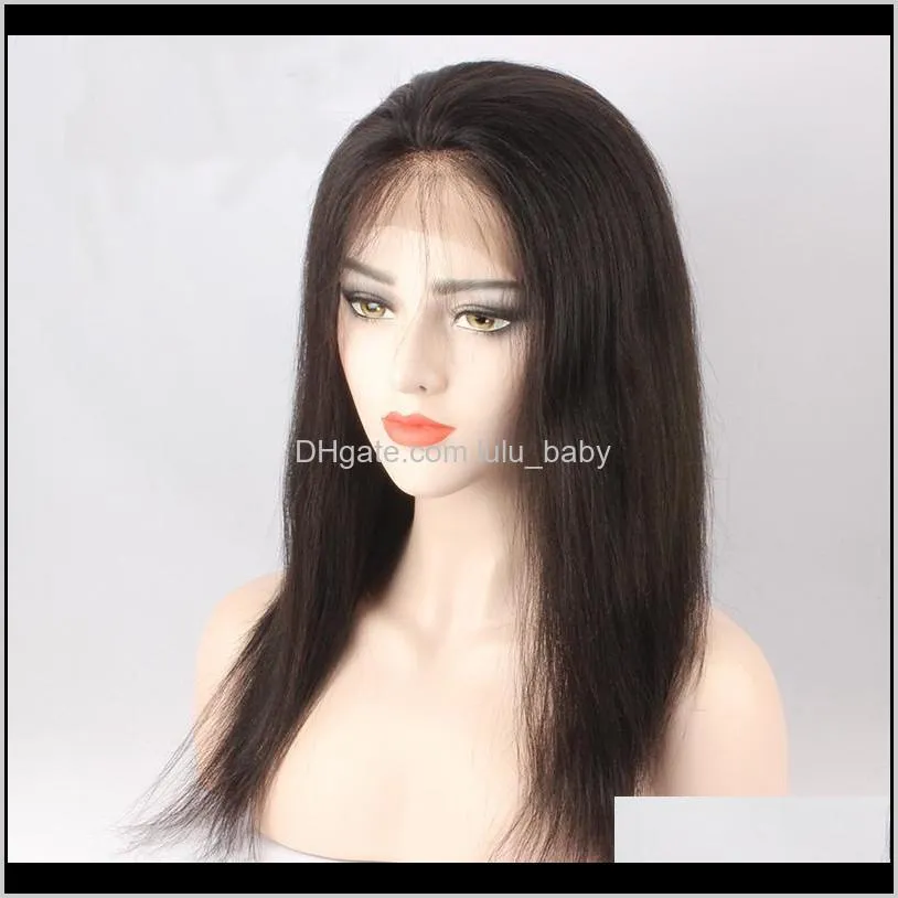 z&f 100% human hair lace wigs nature black color long straight full lace wig 24 inch hand made