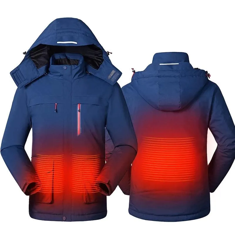 Men's Jackets Men Winter Intelligent Heating Jacket USB Charging Heated Coat Outdoor Fleece Female Windproof Climbing Clothes