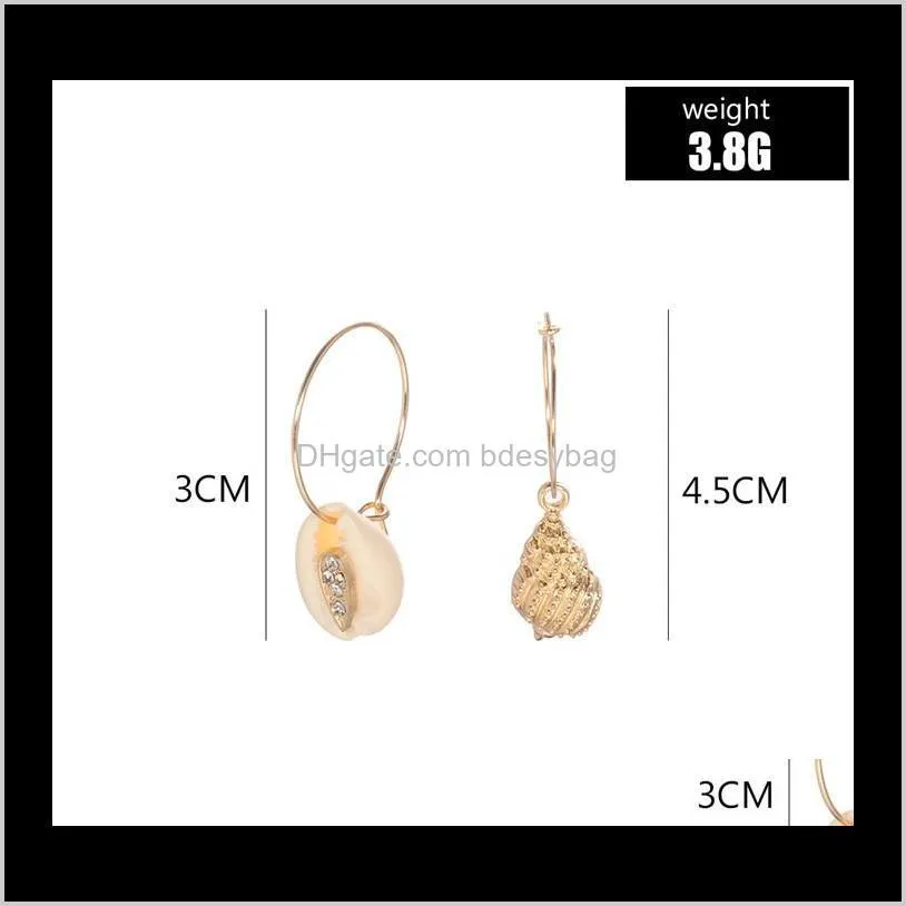 fashion women seashell earrings gold color circle shell cowrie dangling earring summer beach girl fine jewelry t187
