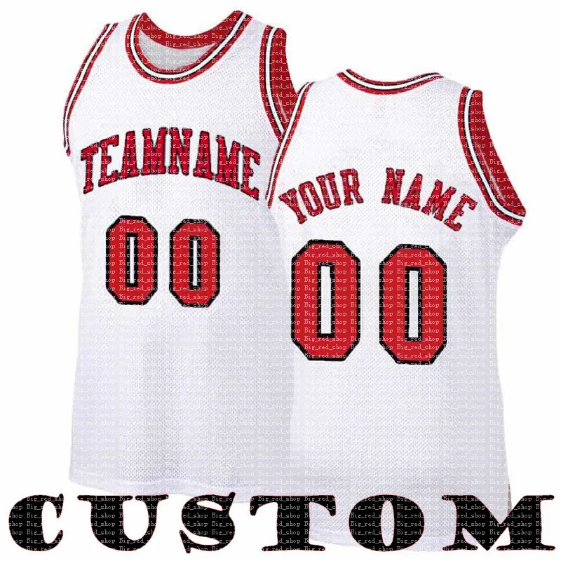 Özel DIY Tasarım Chicago Herhangi sayıda Jersey 00 Mesh Basketbol Kazak Kişiselleştirilmiş Dikiş Takım Adı ve Numbe Kırmızı Beyaz Siyah Nakış