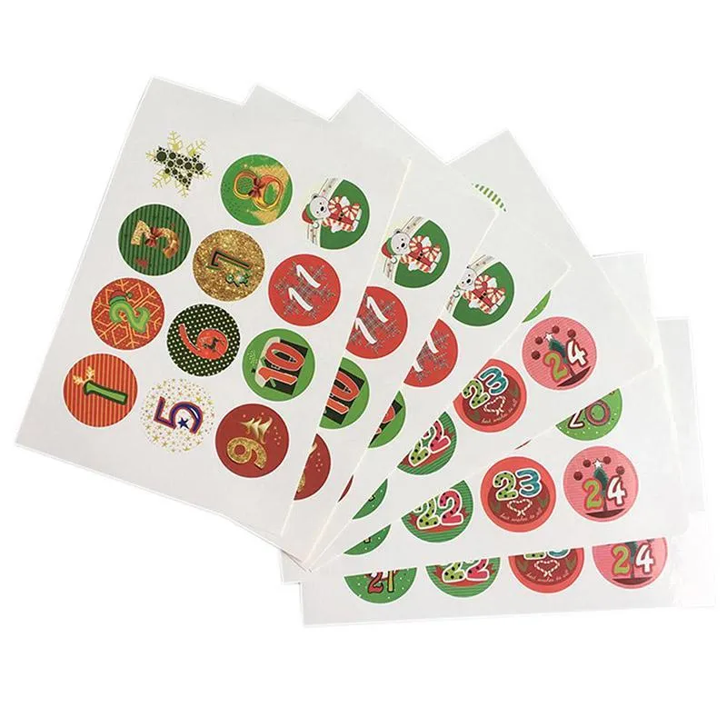 Partijdecoratie 10 vellen / set 1-24 kerststickers advent kalendernummers verfraaiingen Gift DC156