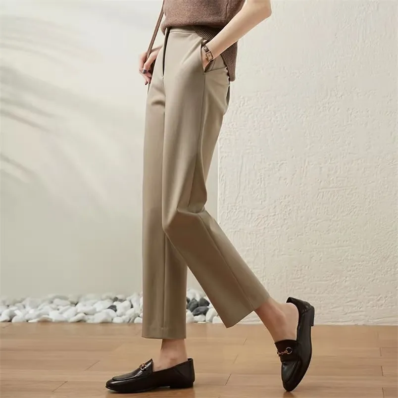 Arrivo Primavera Ol Style Donna Pantaloni alla caviglia Office Lady Casual Matita color kaki Pantaloni solidi taglie forti W170 210512