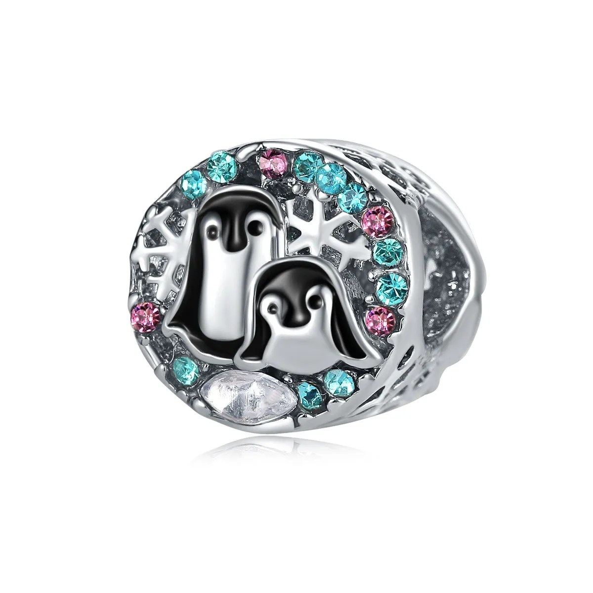 Подходит для браслетов Pandora 20 шт. Симпатичные пингвин эмаль хрустальные серебряные подвески бусины болтаться шарм шарм для оптом DIY европейское стерлинговое ожерелье ювелирные изделия