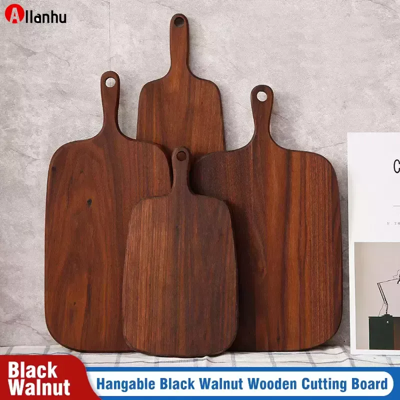 NOWY! Black Black Walnut Deska do krojenia Trwałe Drewniane Siekanie Pizza Pizza Sushi Taca BBQ Solidne Niepowiedziane Niepoślizgowe Kuchnia Narzędzia