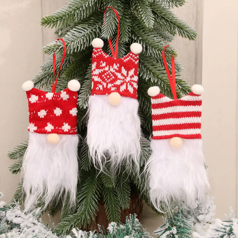 Christmas Gome Pendant Faceless Beard Old Man Knitted Doll Christmas Tree Ornament Decorations w-01212