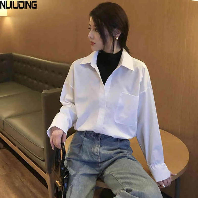 Women's Shirt Long Sleeve Spring Summer Casual Loose White Shirts Female Streetwear Blouse Tops Oversize 210514