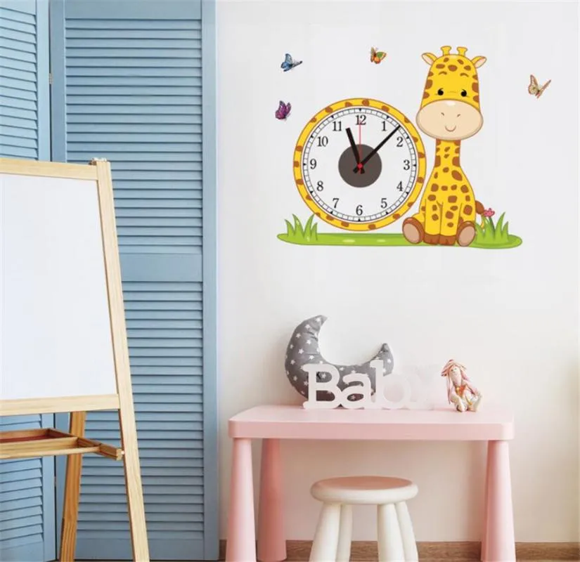 Wanduhren, niedliche Giraffenuhr, Cartoon-Design, geräuschlos, für Kinder, Wohnzimmer, Schlafzimmer, zum Aufhängen, Heimdekoration