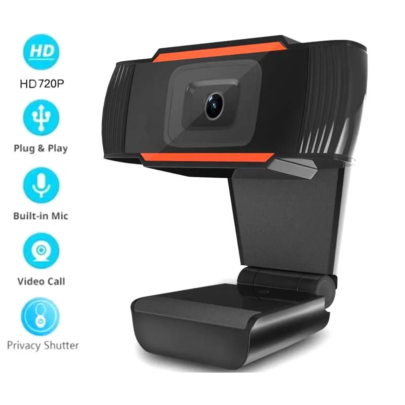 HD720P Business Webcam with Microphone Software and Privacy Cover AutoFocus Streaming USB Web Cameras for Online Class Zoom Meeting