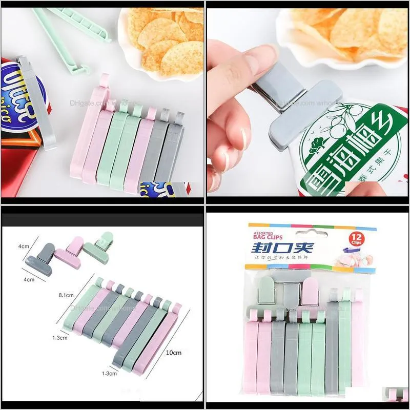 12Pc/Lot 3 Sizes Portable Kitchen Storage Snack Seal Sealing Bag Clips Clamp Plastic Tool Accessories