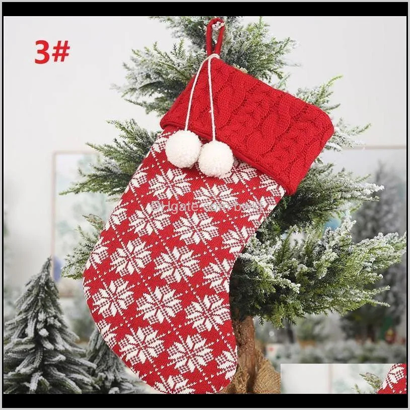 new christmas decorations knitted christmas stockings wool socks red and white elk gift bags children`s gift bags jxw325