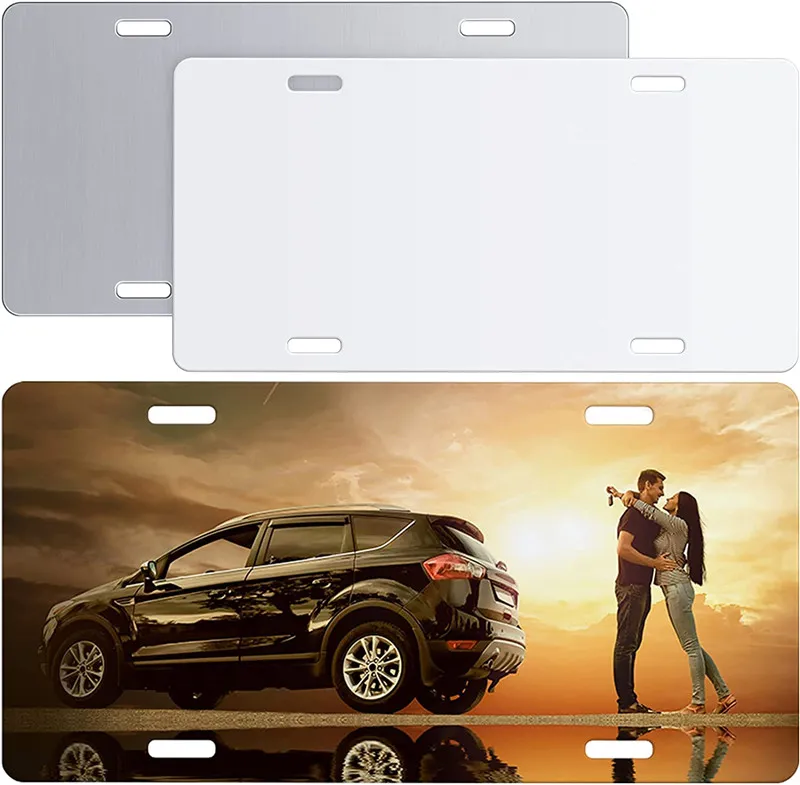 White Sublimation License Plate Decor Blanks Metal Aluminum