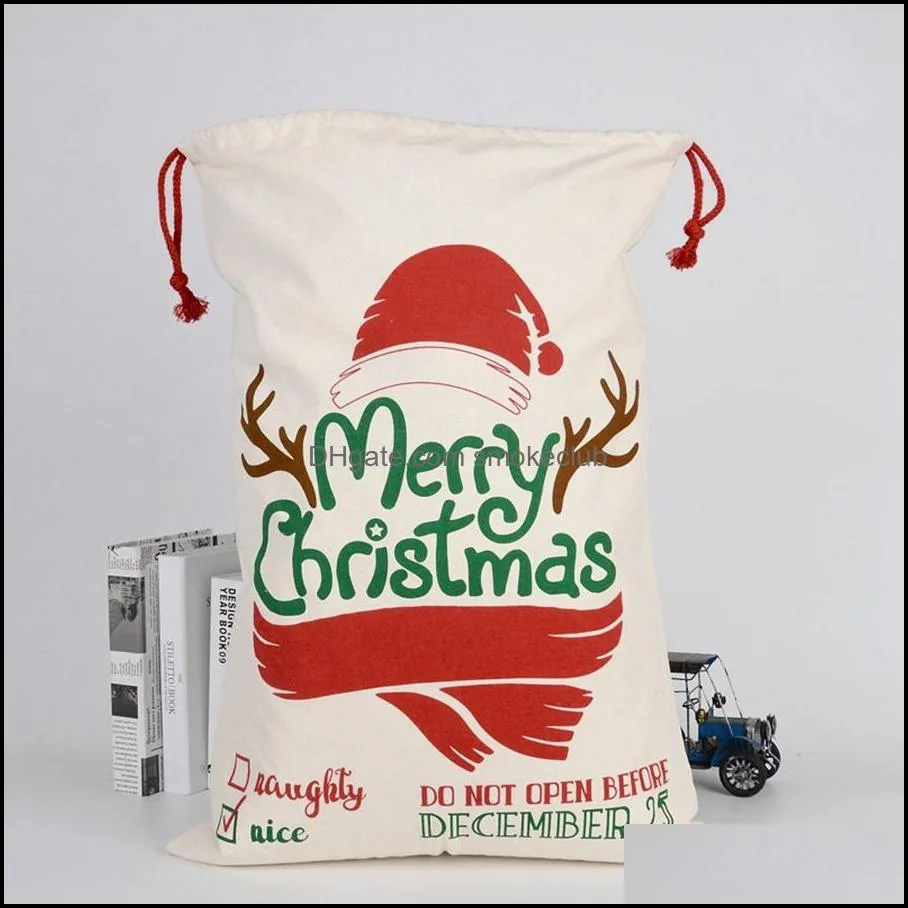 Christmas Sack Bags 11 Styles Large Canvas Merry Christmas Candy Bag Santa Sack Xmas Stocking Reindeer Gift Storage Bag Sea Shipping