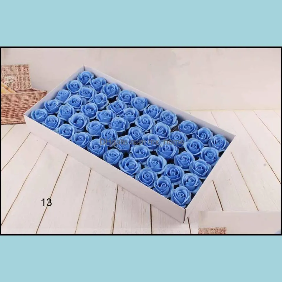 New Year Soap Flower 6cm Artificial Roses High Grade 50PCS Box-packed Romantic Valentine`s Day Gift Wedding Flowers Free ship