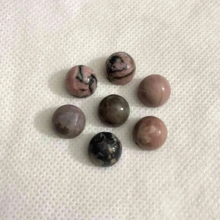 전체 5pcs / 팩 천연 Rhodonite 구슬 10mm 라운드 카보 숑 두께 7mm, 느슨한 보석 돌 반지 얼굴