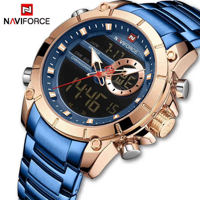 Naviforce роскошный бренд мужчины военные спортивные наручные часы водонепроницаемый кварцевый нержавеющая сталь мужской часы часов Relogio Masculino 210517