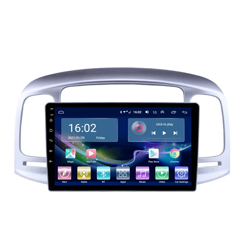 Bil Videoenhet Player Radio Head GPS Navigation Stor-skärm WiFi Android för Hyundai Accent 2006-2011 2G
