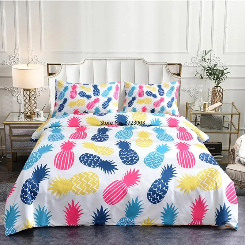 Sängkläder sätter modern kreativ färg ananasmönster Set vuxna barn sovrum dekoration växt digital tryck