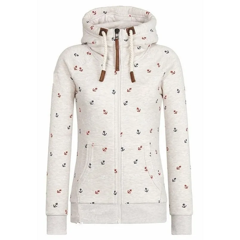 Vårhöstens dragkedja kvinnor Kvinnor Rosa Grå Blå Grön Varmtryck Hooded Zipper Sweatshirt Slim Sweat Femme Hoody Moletom Feminino 210813