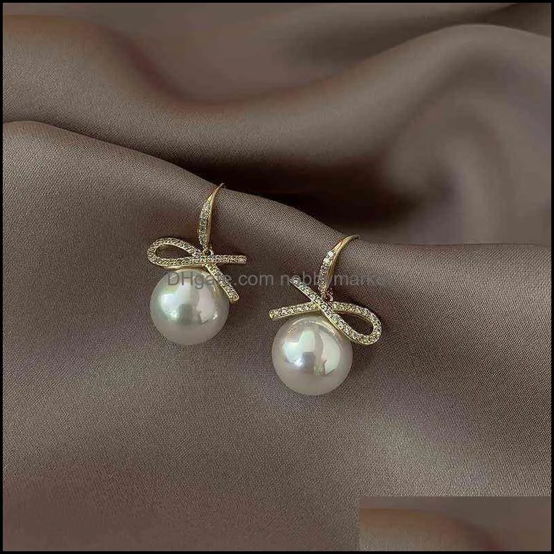 Sterling Silver Pearl Earrings Female 2021 New Trendy Summer Temperament Niche Pendants High-end Light Luxury Jewelry