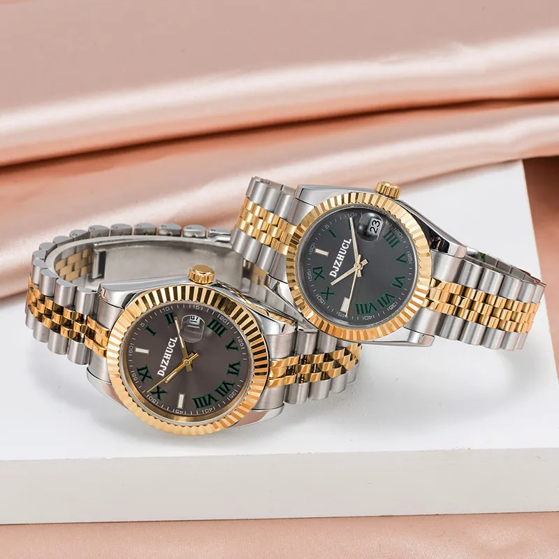 Montre de Luxe Mens Otomatik Mekanik Saatler Gümüş Kayış Safir Cam Tam Paslanmaz Su geçirmez Bilek saati Lady Gold Saatler