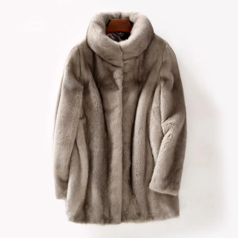 Women's Fur & Faux Real Mink Winter Coat Plus Size Women Clothes Autumn Long Coats Vintage Jacket Chaqueta Mujer MY1062