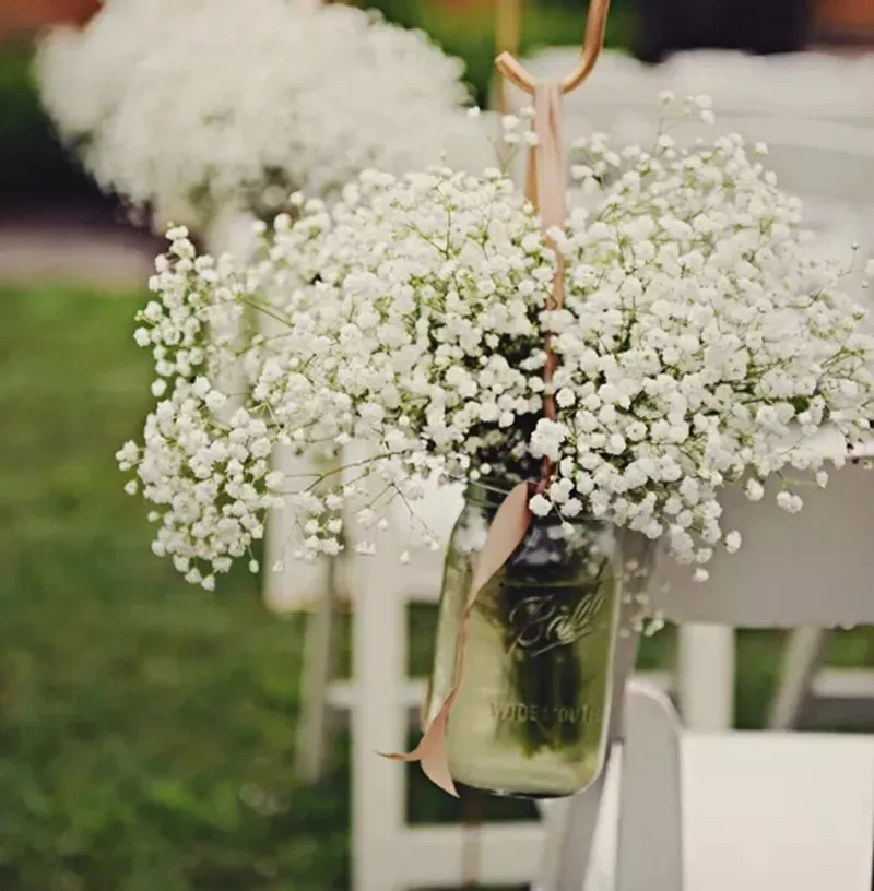 화이트 Babys 호흡 인공 꽃 Gypsophila 플라스틱 꽃 홈 장식 DIY 수요일 파티 장식 가짜 꽃