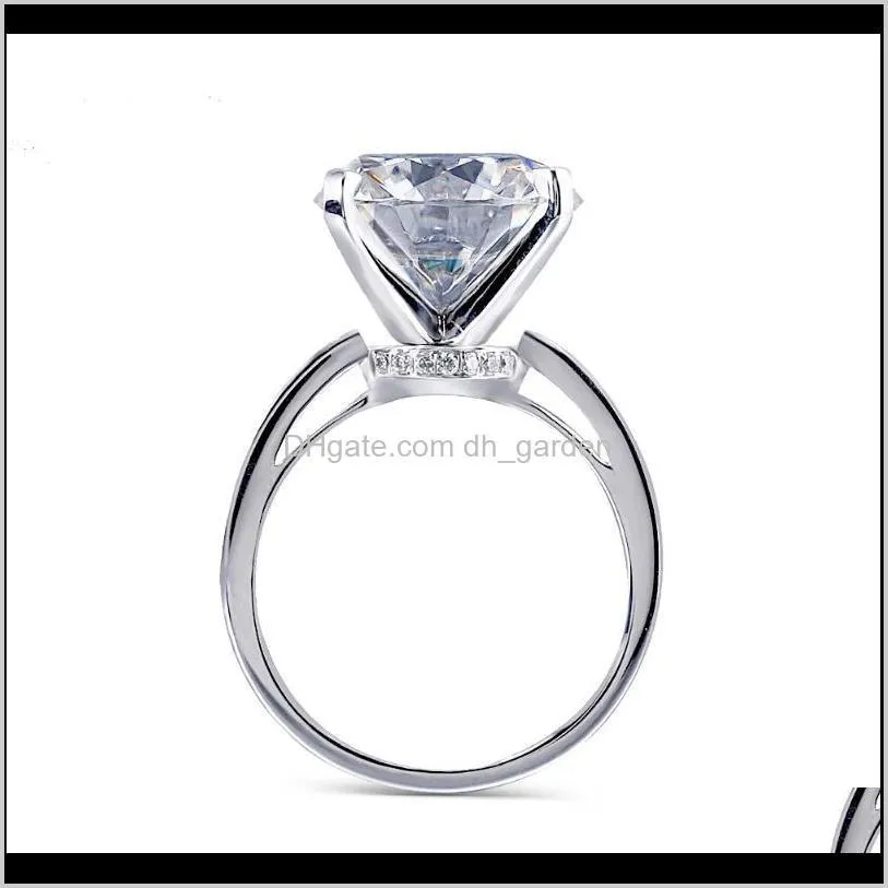 White Gold 3 Moissanite Diamond Ring Women Elegant Round TRENDY Wedding Party Engagement Anniversary Ct D Color Cluster Rings