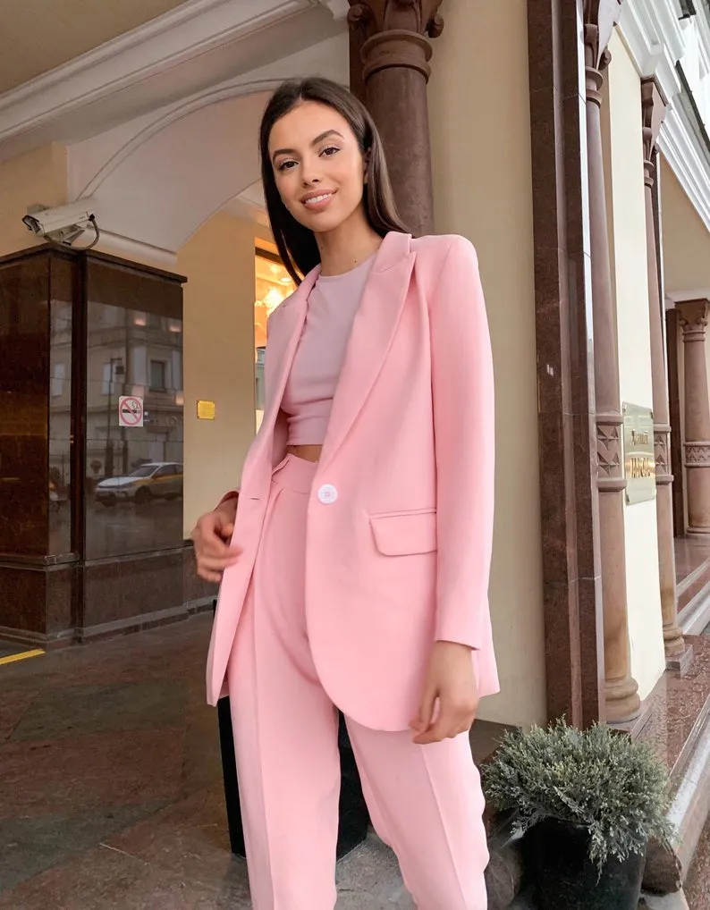 Fashion Girl Pink Pants Suits Women Ladies Evening Party Loose Tuxedos  Mother Of The Bride Formal Work Wear For Wedding From 62,11 €