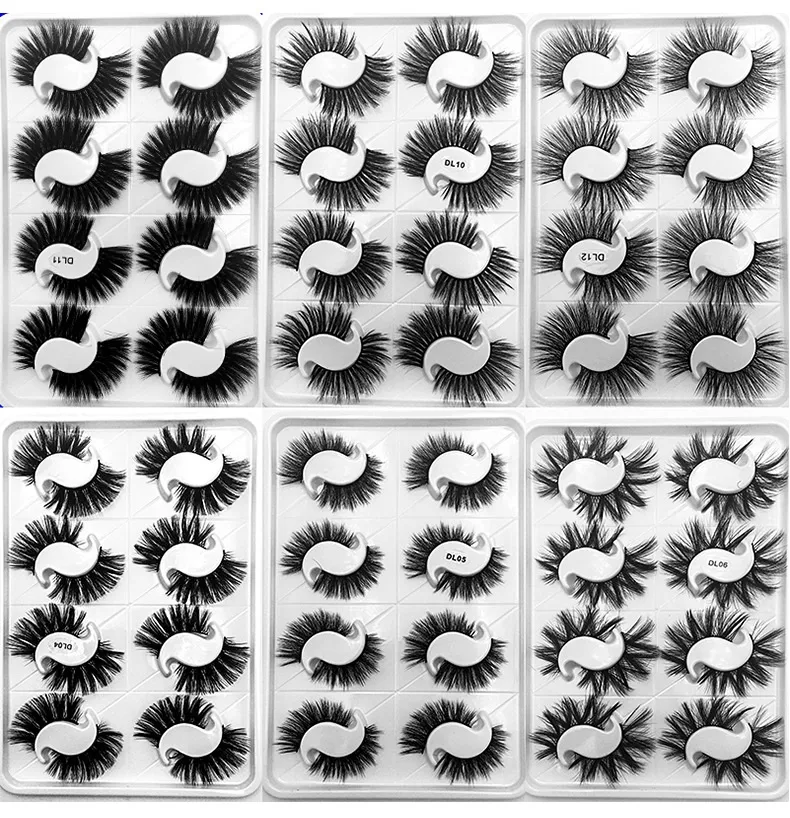 Yeni Kalın Doğal 3D Vizon Yanlış Kirpik Uzantıları Yumuşak Canlı El Yapımı Kullanılan Yeniden Kullanılan 8 Pairs Sahte Lashes Set Kıvrımlı Crisscross 14 Modelleri Lazer Ambalaj