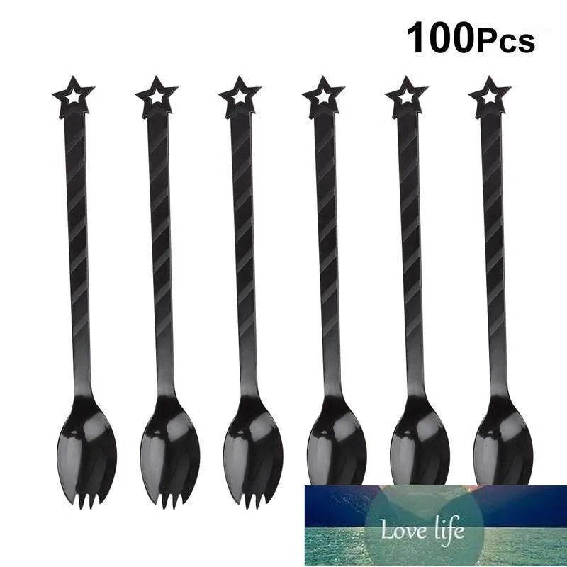 100pcs Plastic Disposable Tableware Spoon Thicken Tableware Party Long Handle Spoon Eating Tool ForTableware (Transparent)1 Factory price expert design Quality