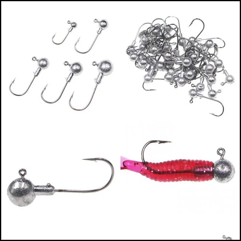 Sport Outdoors Sharp Lead Hook Okrągły Head Barb Fishing Hook Sprzęt Mężczyźni Jig Fishhook Moda Wysokiej Jakości 0 63by P2 Drop Dostawa 2021