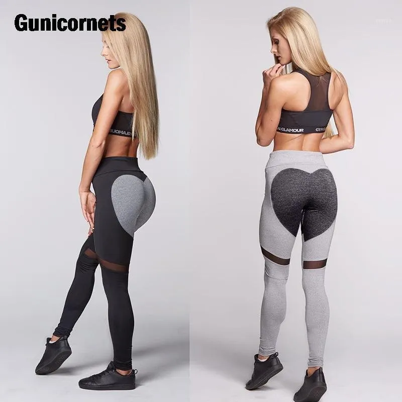 GunicorNets Kadınlar Moda Gotik Push Up Bayanlar Örgü Pantolon Aşk Kalp Siyah Legging Rahat Yüksek Bel Seksi Yoga Tayt Kıyafet