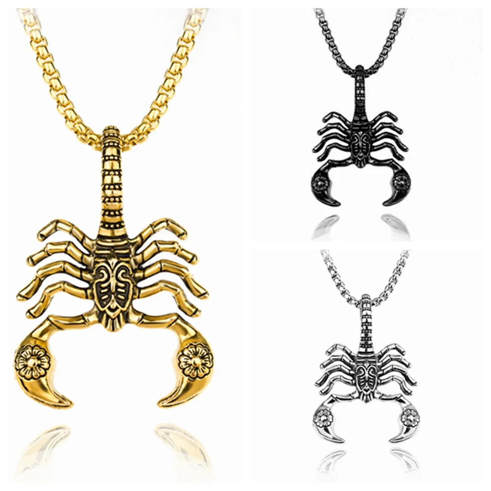 9 Pcs Alliage Scorpion Pendentif Collier Hommes Femmes Hip Hop Longue Chaîne Punk Rock Bijoux Cadeau