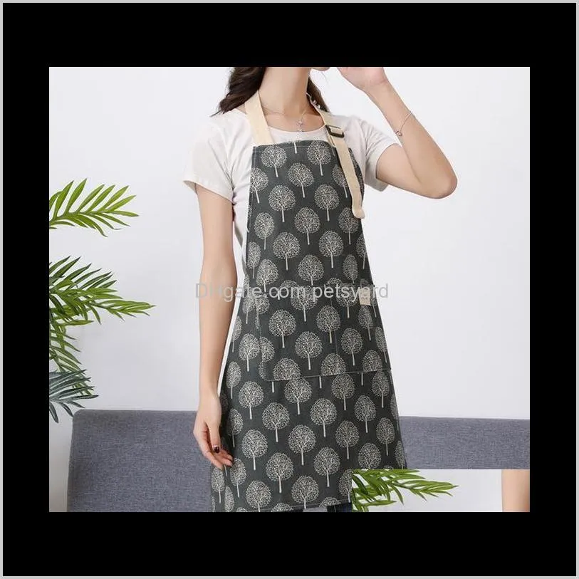 fashion lady women men adjustable cotton linen high-grade kitchen apron for cooking baking restaurant pinafore aprons