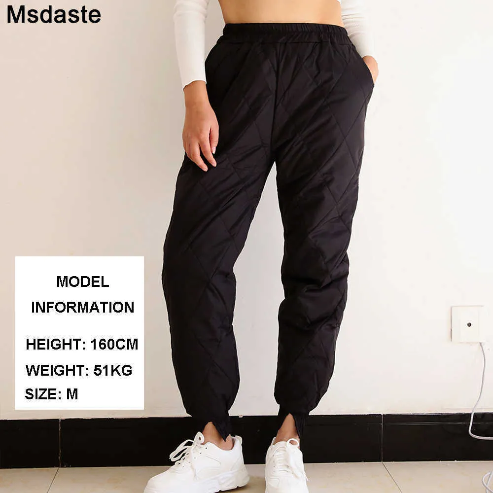 Winter Down Pants Women Warm Soft Thick Female High Waist Plus Size Casual  Pant Windproof Outdoor Sportswear Ladies Trousers 211006