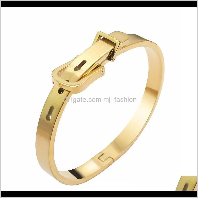 titanium steel belt buckle bracelet for women men 5mm & 7mm & 9mm gold rose gold bracelet fashion jewelry gift ps2397