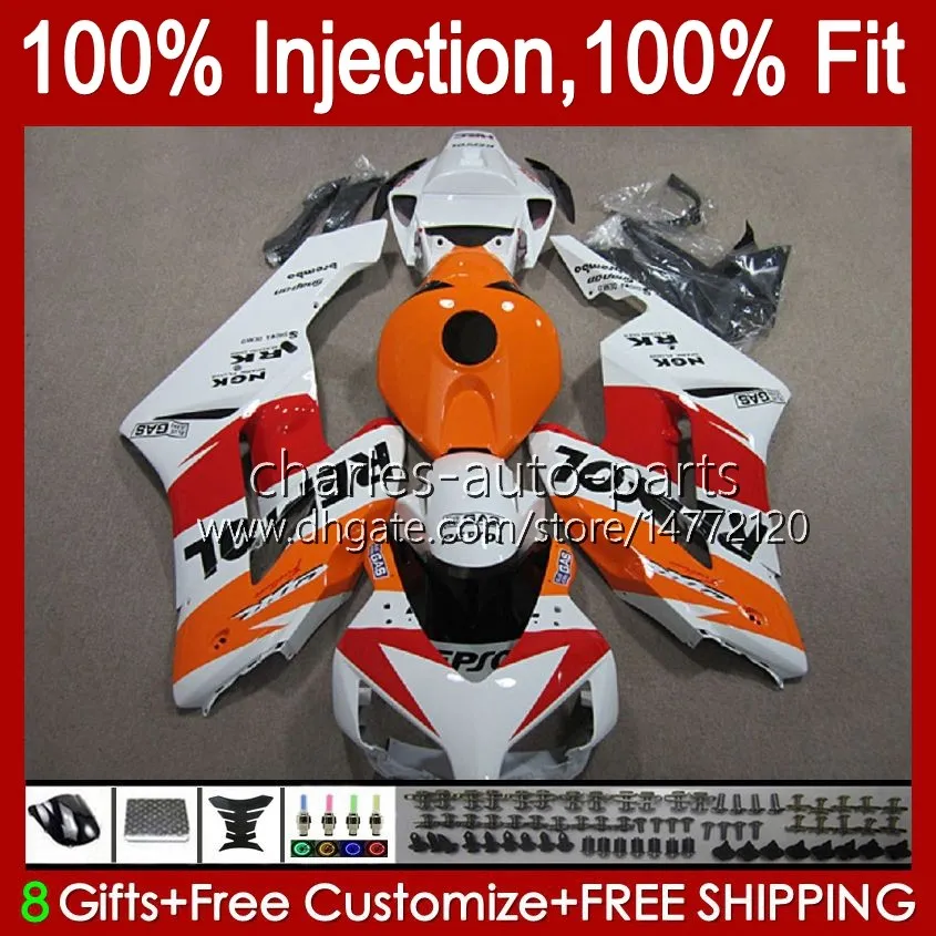 Injection Mold 100% Fit For HONDA Fairings CBR1000 CBR 1000 RR CC 04-05 Body 52No.74 CBR 1000RR 1000CC 2004 2005 CBR-1000 CBR1000RR 04 05 OEM Full Fairing Repsol white