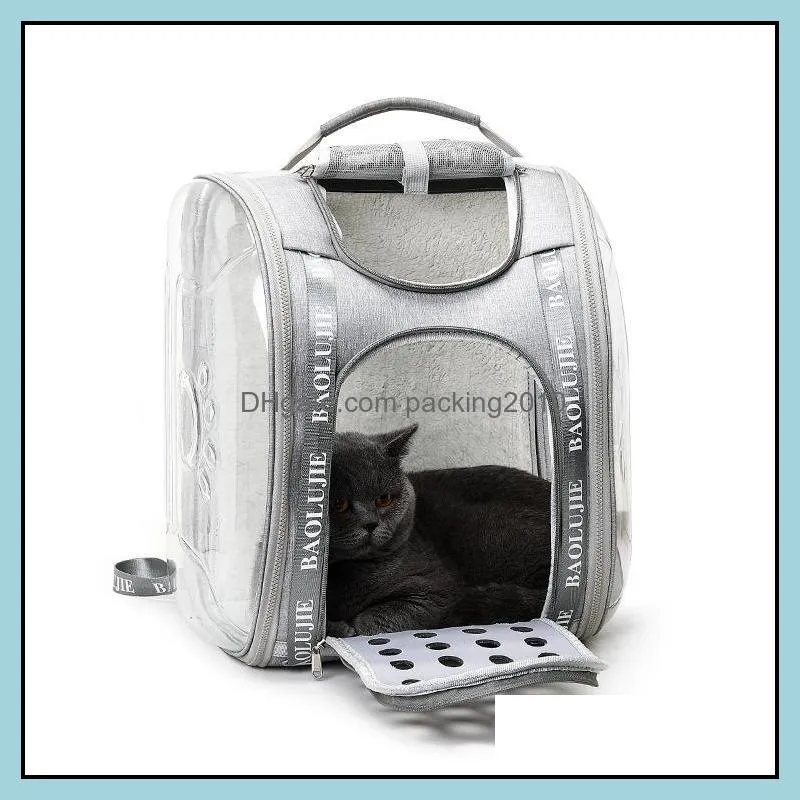 Cat Carrier Bag Puppy Backpack Breathable Oxford Cats Box Cage Small Dog Pet Travel Handbag Outdoor Hiking Space 2021