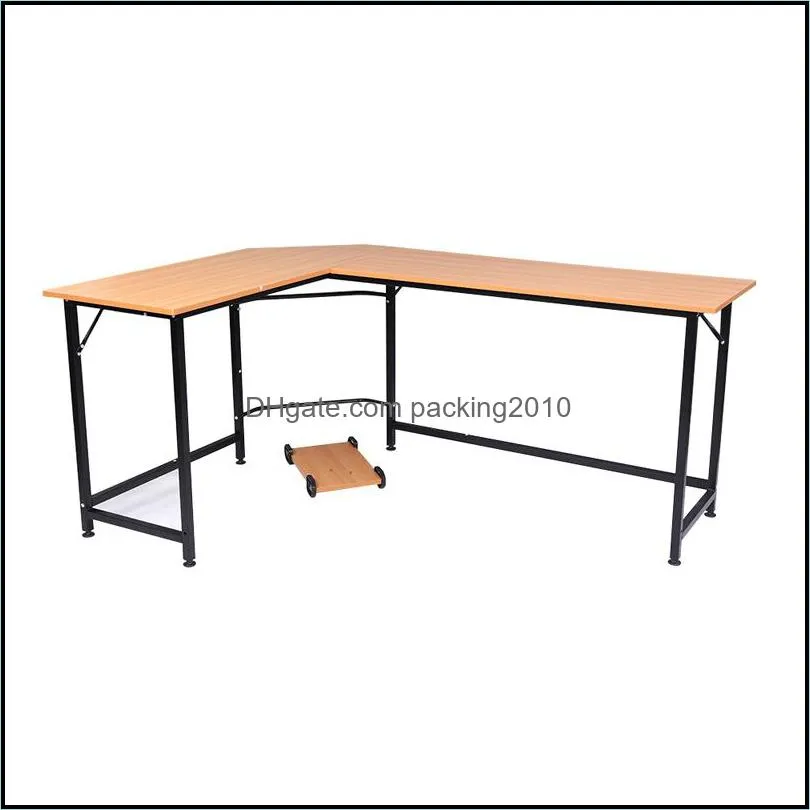 L-Shaped Desktop Computer Desk Beech Wood Color Commercial Furniturea19