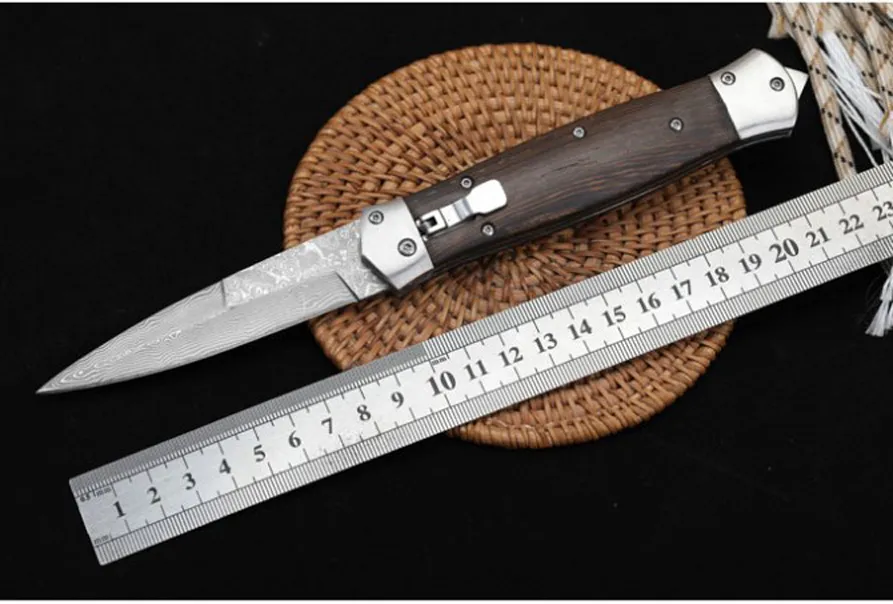 Mini coltello pieghevole portatile manico in legno di sandalo