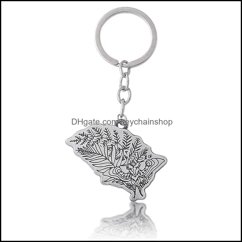 Hot Game The Last of Us Ellies Tattoo Pattern Alloy Keychain Keyring Key Chains Pendant Necklace Jewelry Accessories