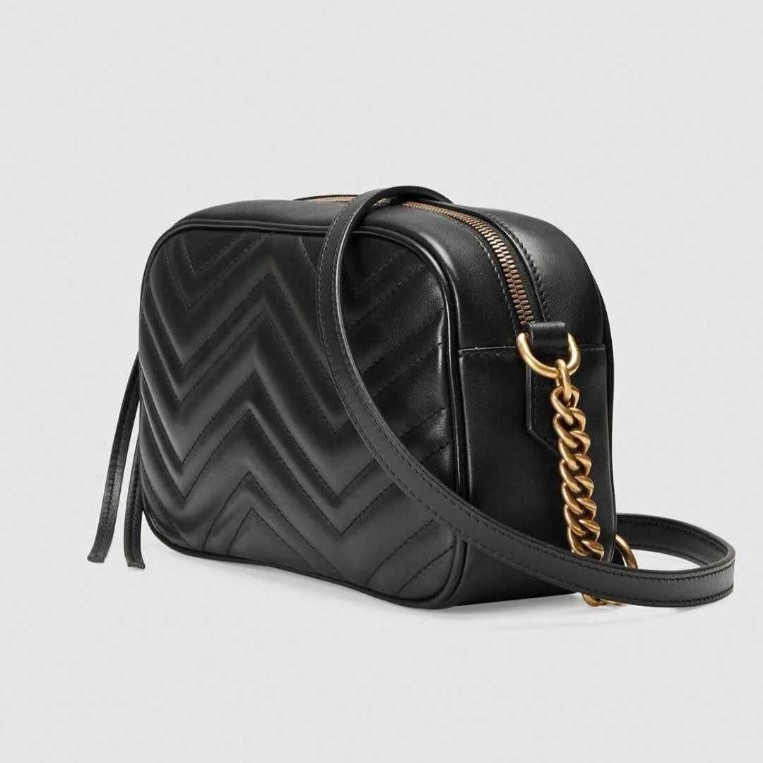 Marmont Matelasse Leather Mini Small Bag Zigzag Thread with Double Metal Letter Neo Soho Disco Women Flap Chain Strap Crossbody