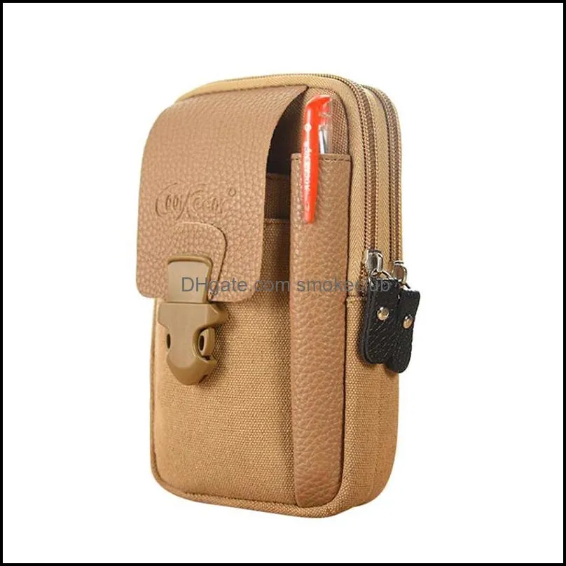 Outdoor Bags Men`s Sports Bag Casual Zipper Small Waist Pure Color Card Mobile Phone Belt Coin Purse
