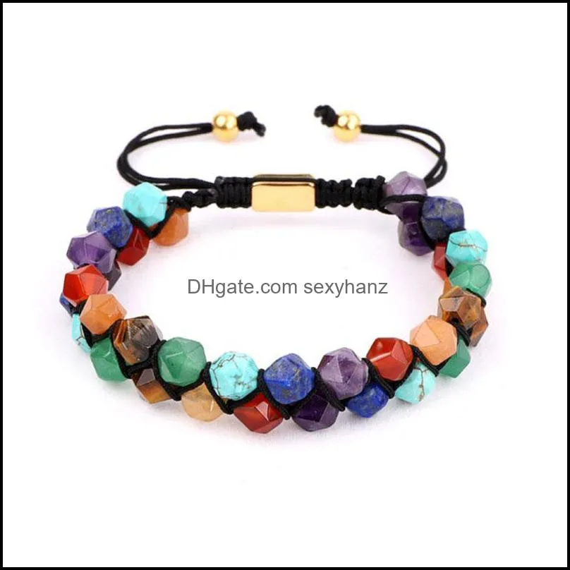 Unique Design 7 Chakra Natural Stone Energy Power Bead Braided Macrame Bracelet Men Women Beaded, Strands