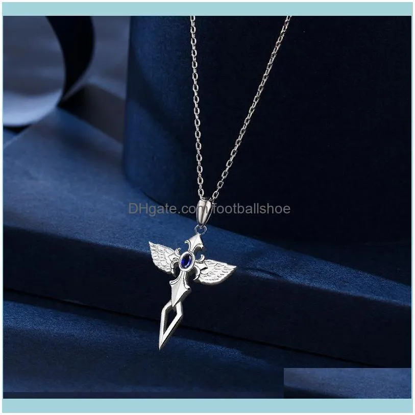 Fashion Necklace With Heart-shaped Blue Gems Pendant Jewelry For Female Wedding Engagement Party Gifts Ornaments Chains